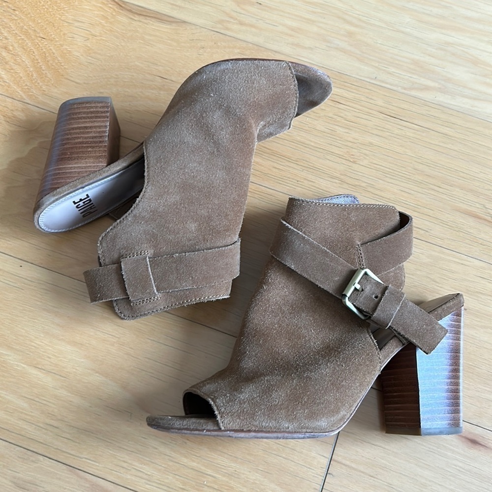 Paige Mimi suede peep toe buckle boots